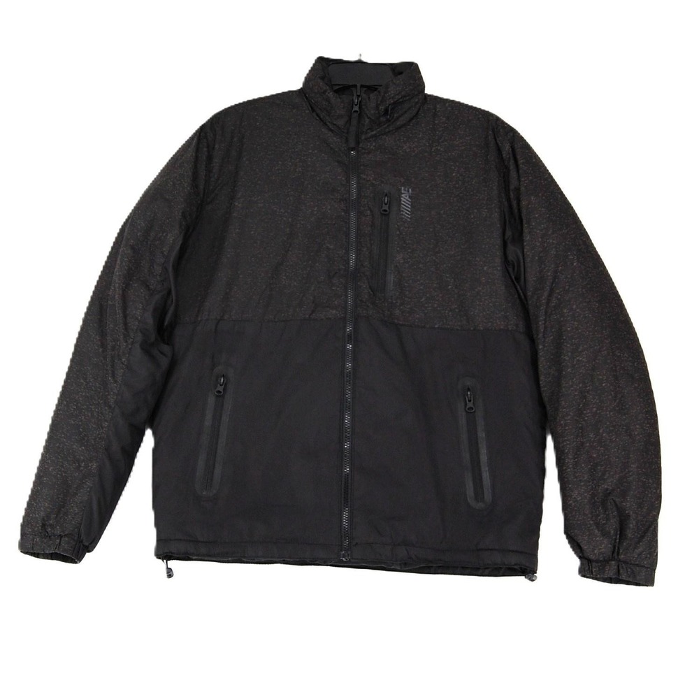 American Eagle Jacket Mens Small Black Hooded Insulated Puffer Zip Pockets AE